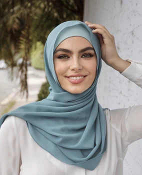 10 vnt./daug Didmeninės Hijab Musulmonų Šifono Skara Lankelis Minkštos Paprasto Skaros Apsiaustas Islamo Skarelė Foulard Femme Stoles