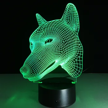 3D Šuo Formos Lempa 7 Spalvinga 3D Vaizdo Touch Stalas Stalo Šviesos diodų (LED) Akrilo Lempos Kūrybinę Energiją taupančiose Namų Dekoro Miegamasis