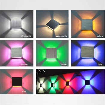 Led fono sienos šviesos efektas sienos sconce keturių pusių šviesos sienos lempos kelis spalvos plonas aliuminio korpuso šviesos armatūra